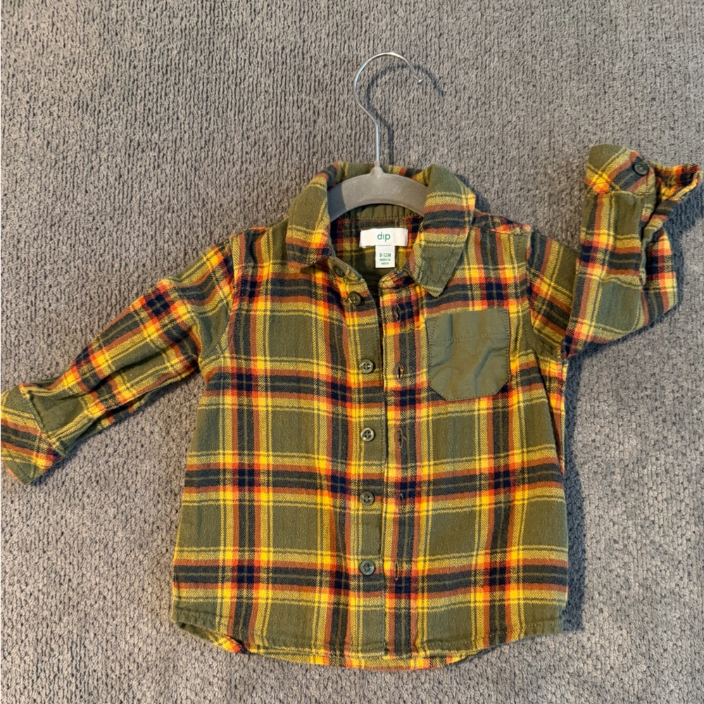 6-12 Month Plaid Button-Up Shirt Green